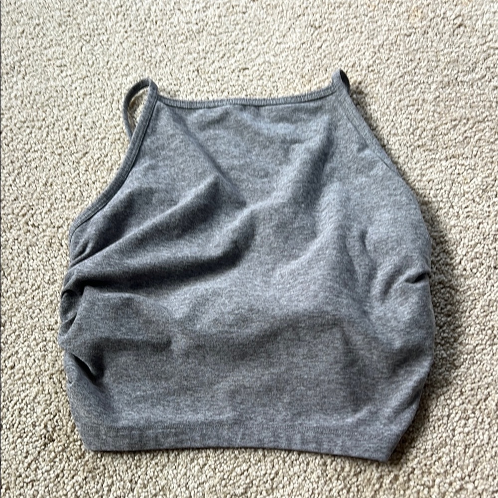 Abercrombie & Fitch Gray Ruched Crop Tank Top